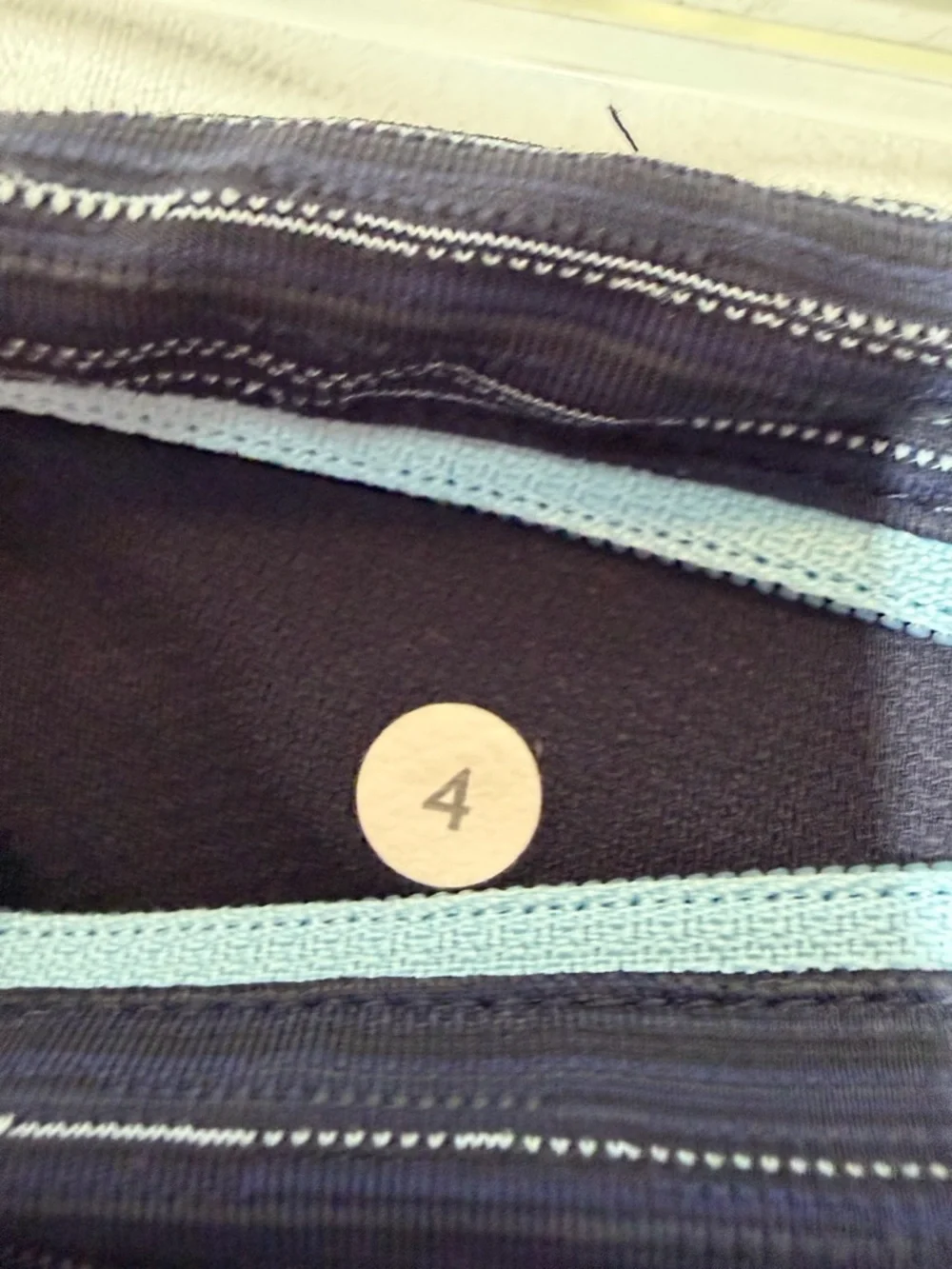 Lululemon RUN THE WORLD Blue Stripes Leggings Size 4 Ankle Zip Butterfly Waist